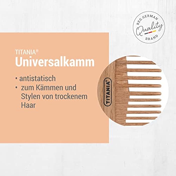 Titania Medium-Sized anti-Static Wooden Hair Comb - Image 4